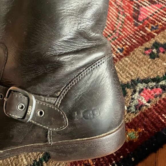 Ugh | Women's Frances dark brown Leather Boots with buckles | size 7 - Picture 2 of 9